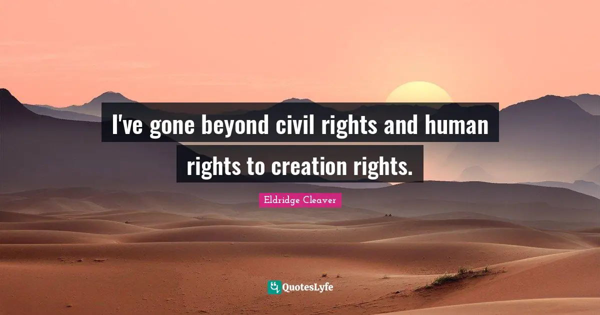 I've gone beyond civil rights and human rights to creation rights.