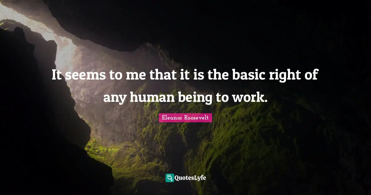 It seems to me that it is the basic right of any human being to work.