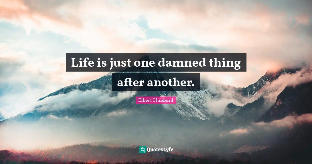 Life is just one damned thing after another.