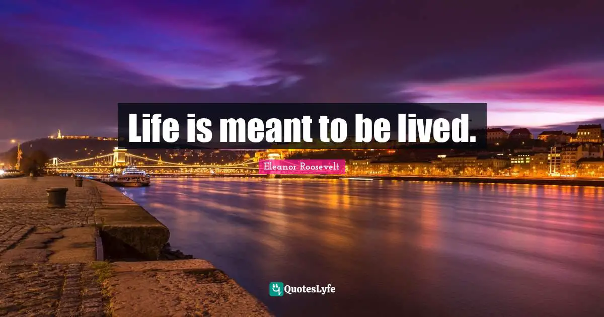 Life is meant to be lived.