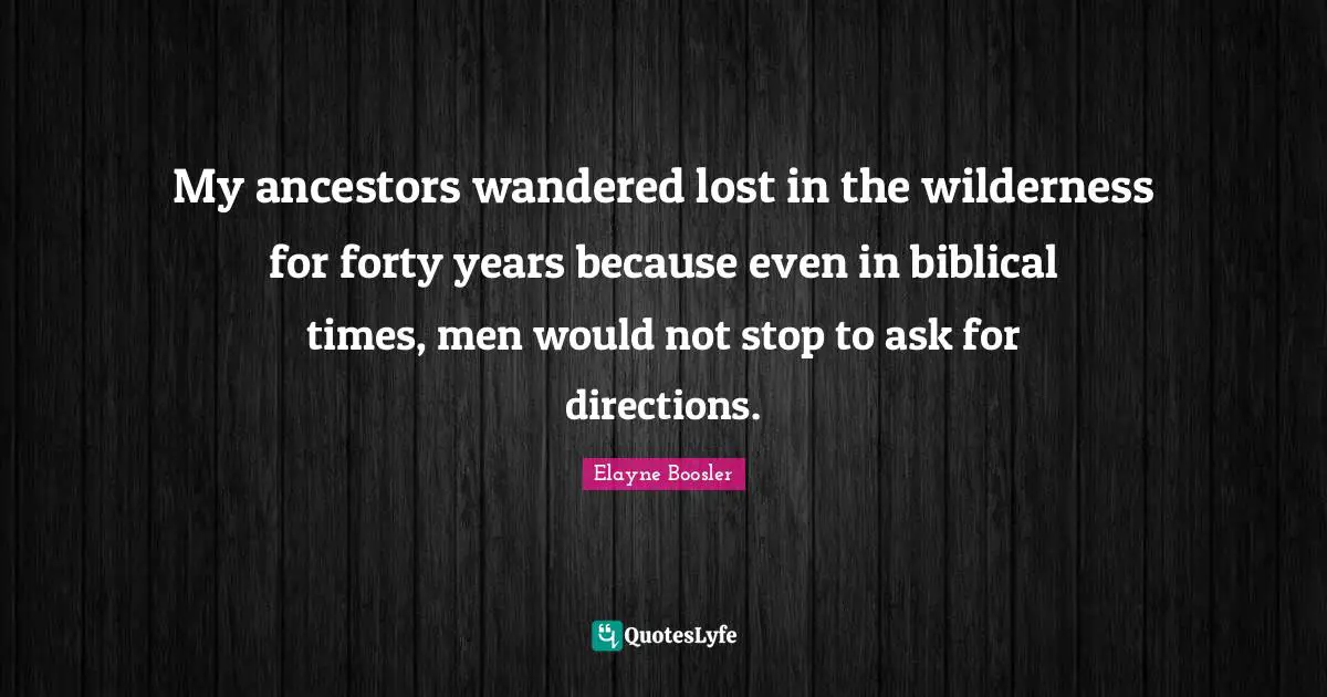 My ancestors wandered lost in the wilderness for forty years because even in biblical times, men would not stop to ask for directions.