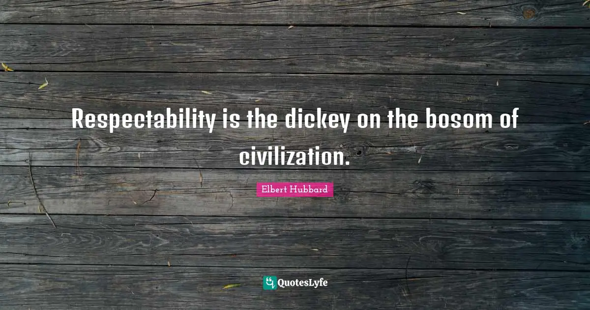Respectability is the dickey on the bosom of civilization.