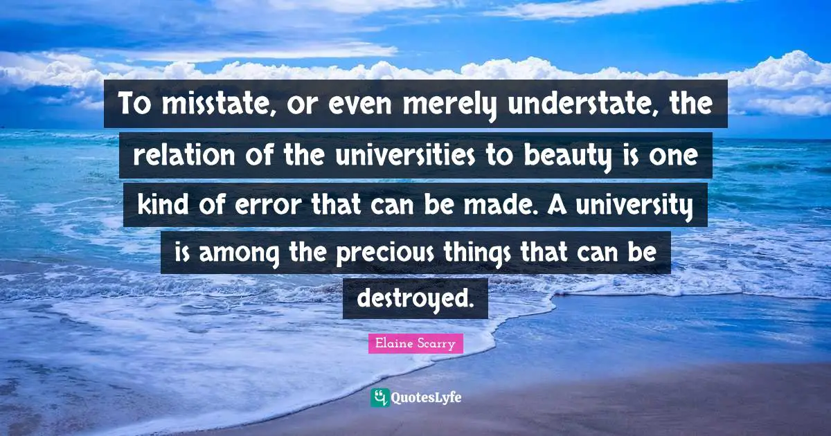 To misstate, or even merely understate, the relation of the universities to beauty is one kind of error that can be made. A university is among the precious things that can be destroyed.