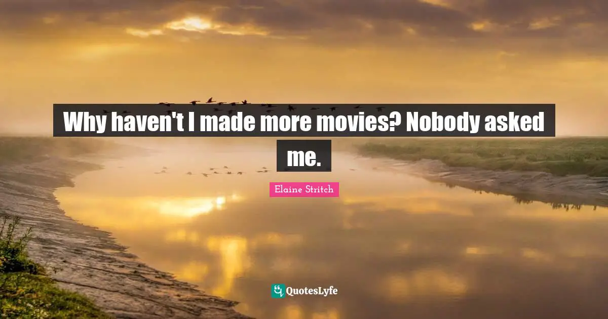 Why haven't I made more movies? Nobody asked me.