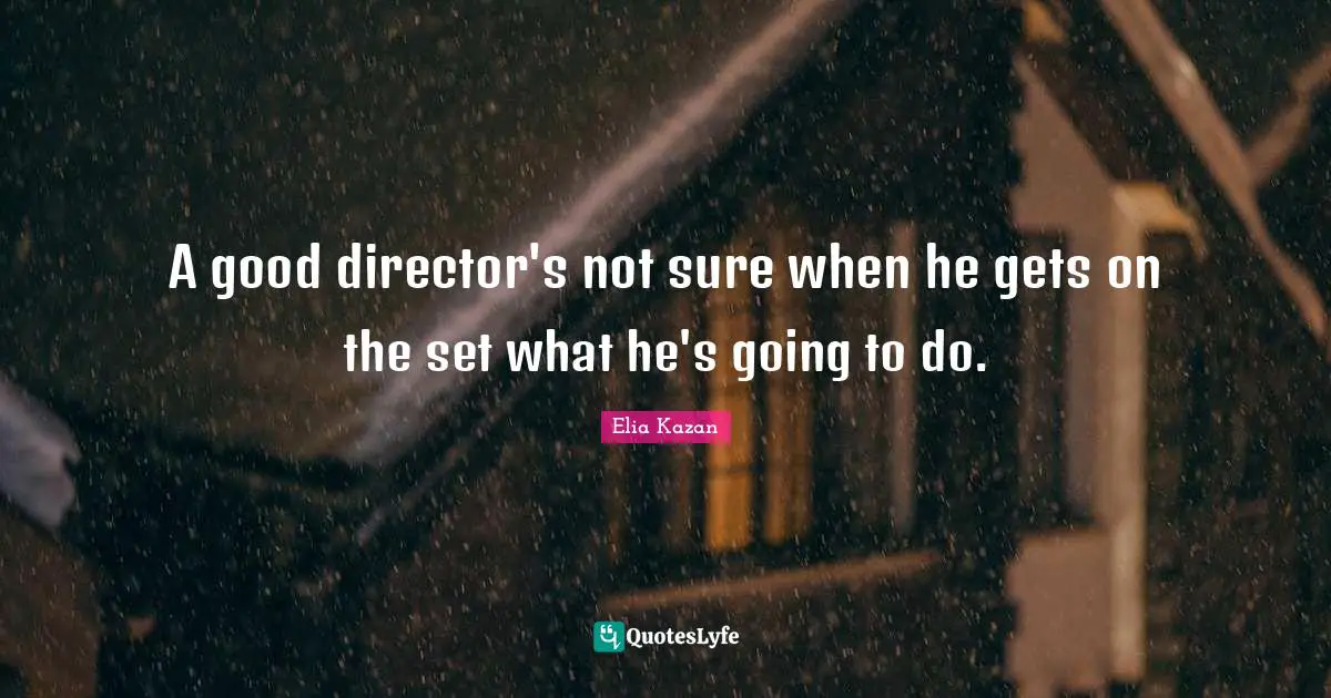 A good director's not sure when he gets on the set what he's going to do.
