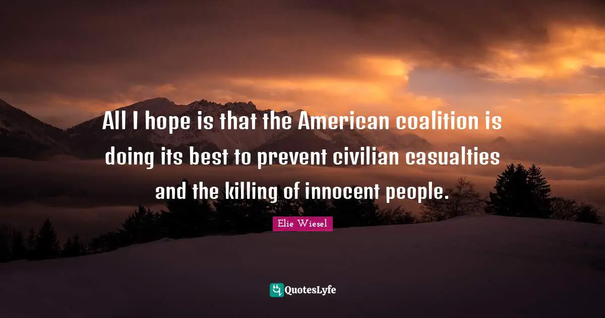 All I hope is that the American coalition is doing its best to prevent civilian casualties and the killing of innocent people.