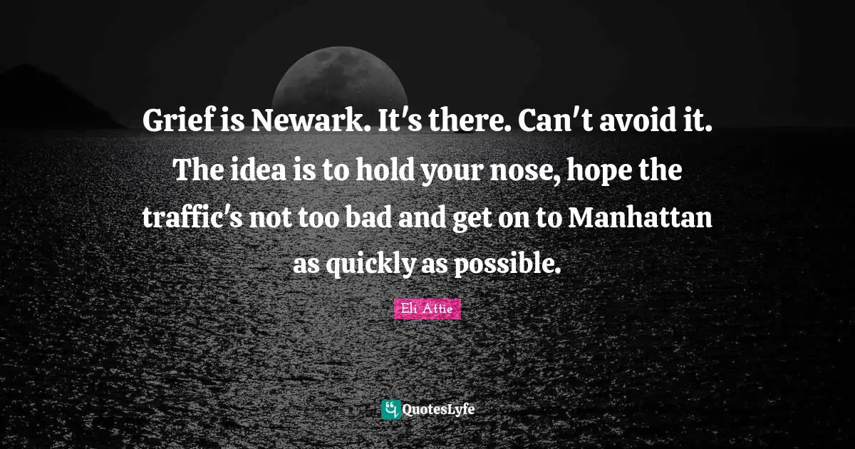 Grief is Newark. It's there. Can't avoid it. The idea is to hold your nose, hope the traffic's not too bad and get on to Manhattan as quickly as possible.
