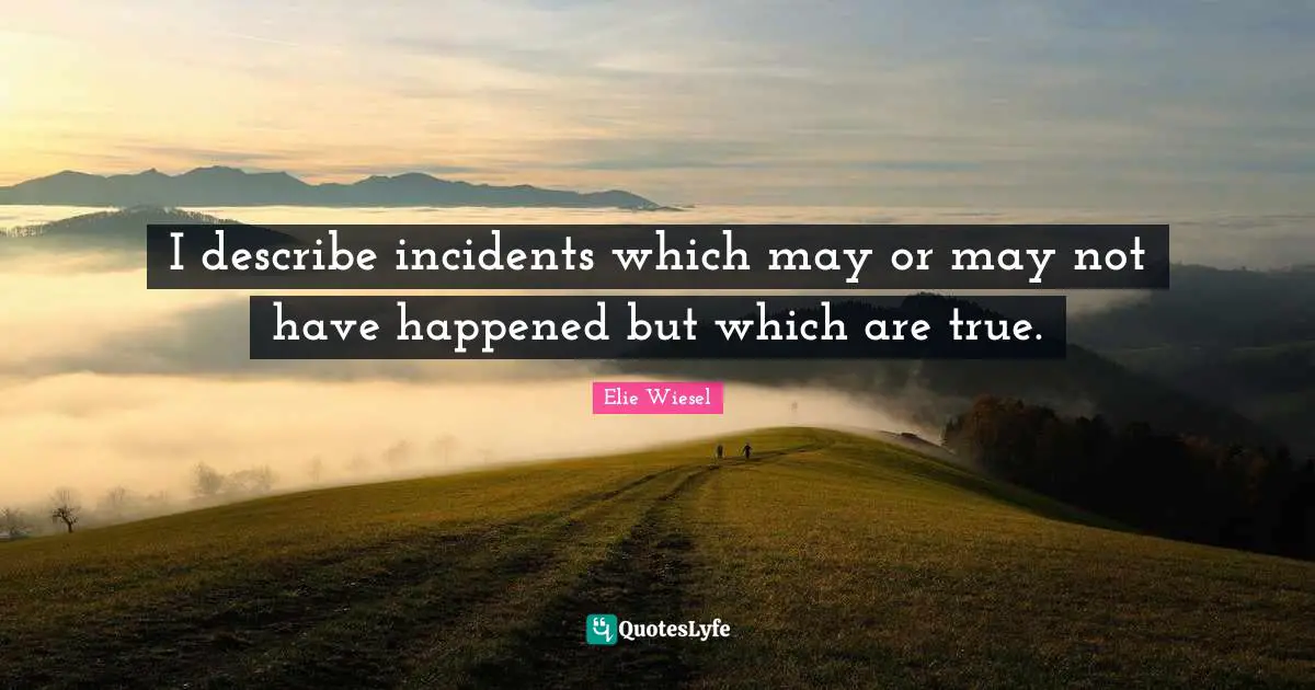 I describe incidents which may or may not have happened but which are true.