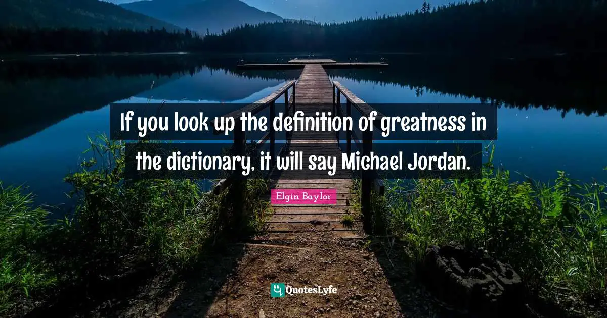 If you look up the definition of greatness in the dictionary, it will say Michael Jordan.