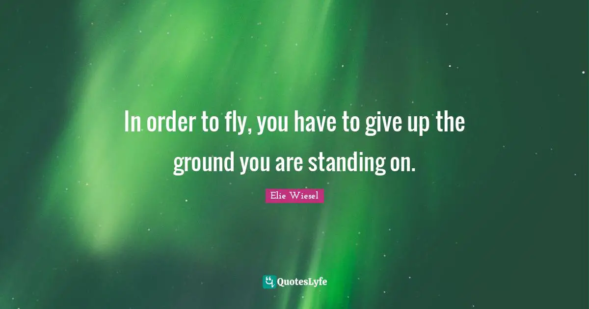 In order to fly, you have to give up the ground you are standing on.