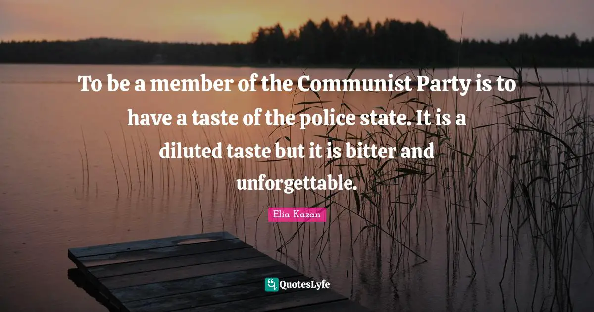 To be a member of the Communist Party is to have a taste of the police state. It is a diluted taste but it is bitter and unforgettable.