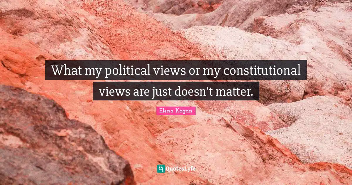 What my political views or my constitutional views are just doesn't matter.