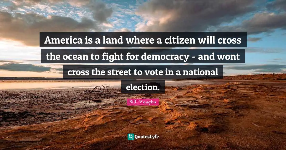 America is a land where a citizen will cross the ocean to fight for democracy - and wont cross the street to vote in a national election.
