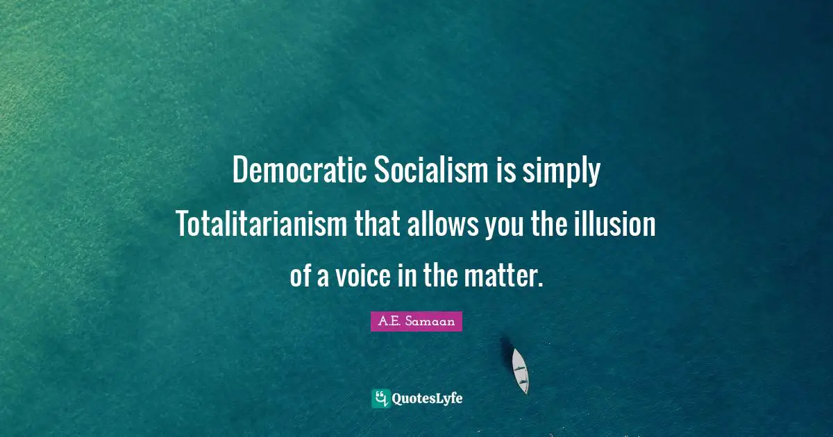 Democratic Socialism is simply Totalitarianism that allows you the illusion of a voice in the matter.