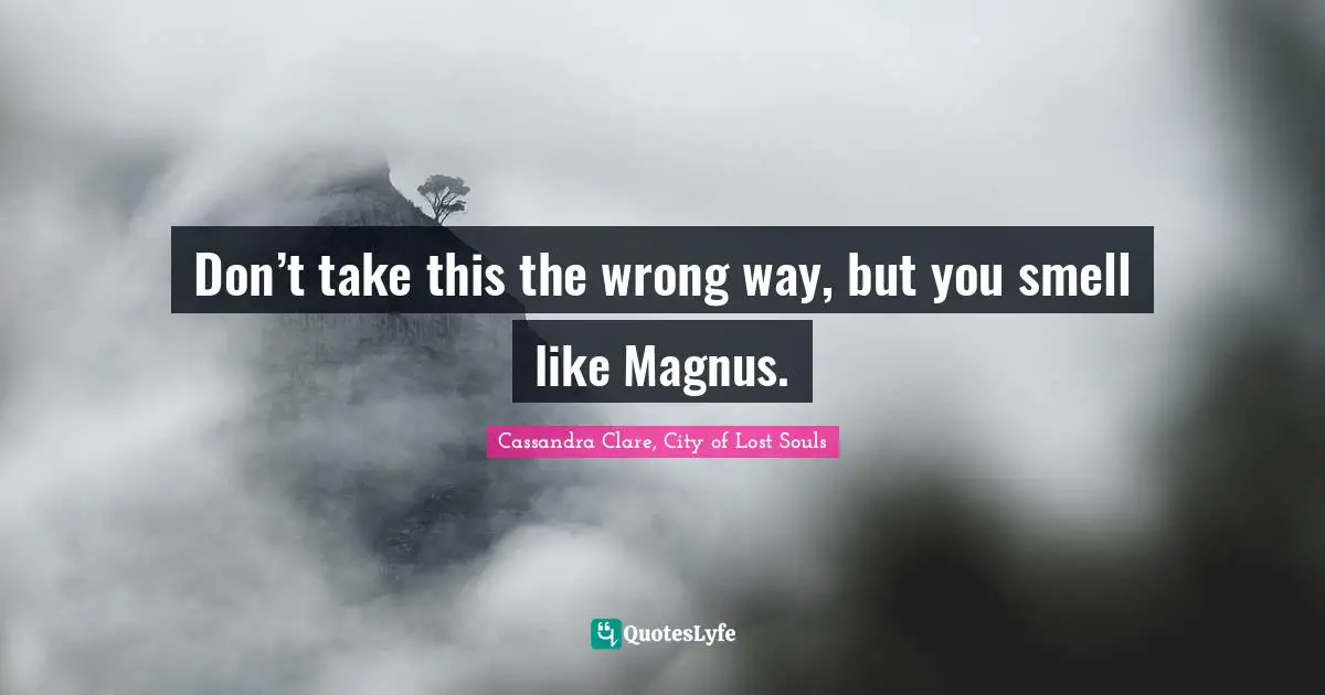 Don’t take this the wrong way, but you smell like Magnus.