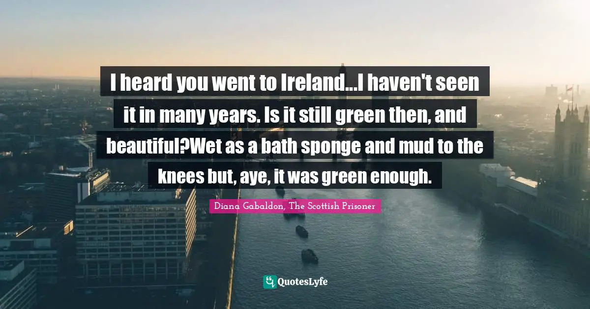 I heard you went to Ireland...I haven't seen it in many years. Is it still green then, and beautiful?Wet as a bath sponge and mud to the knees but, aye, it was green enough.