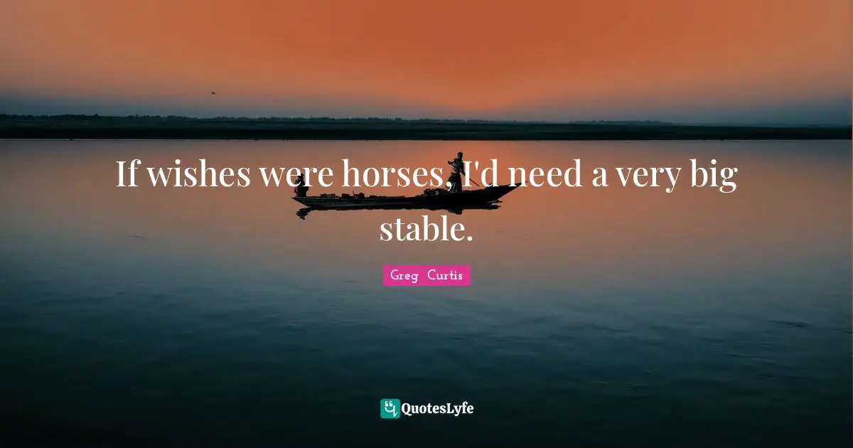 If wishes were horses, I'd need a very big stable.
