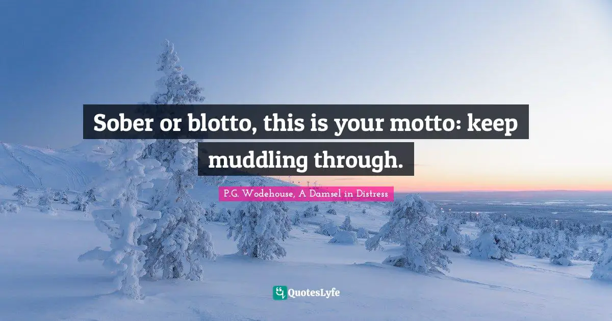 Sober or blotto, this is your motto: keep muddling through.