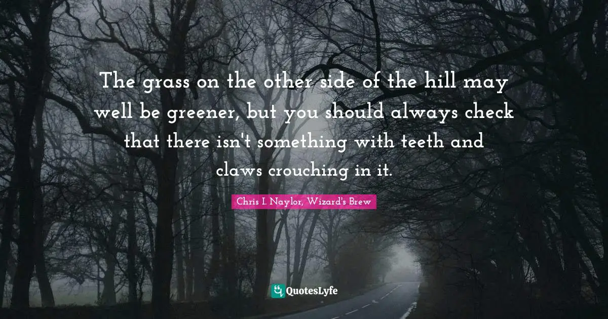 The grass on the other side of the hill may well be greener, but you should always check that there isn't something with teeth and claws crouching in it.