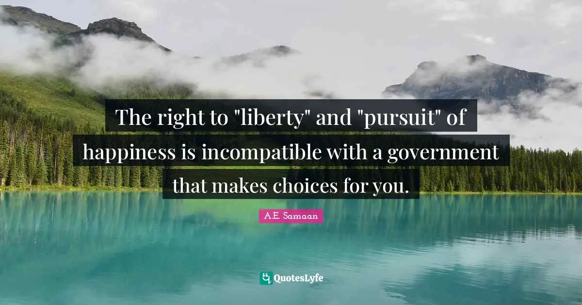 The right to "liberty" and "pursuit" of happiness is incompatible with a government that makes choices for you.