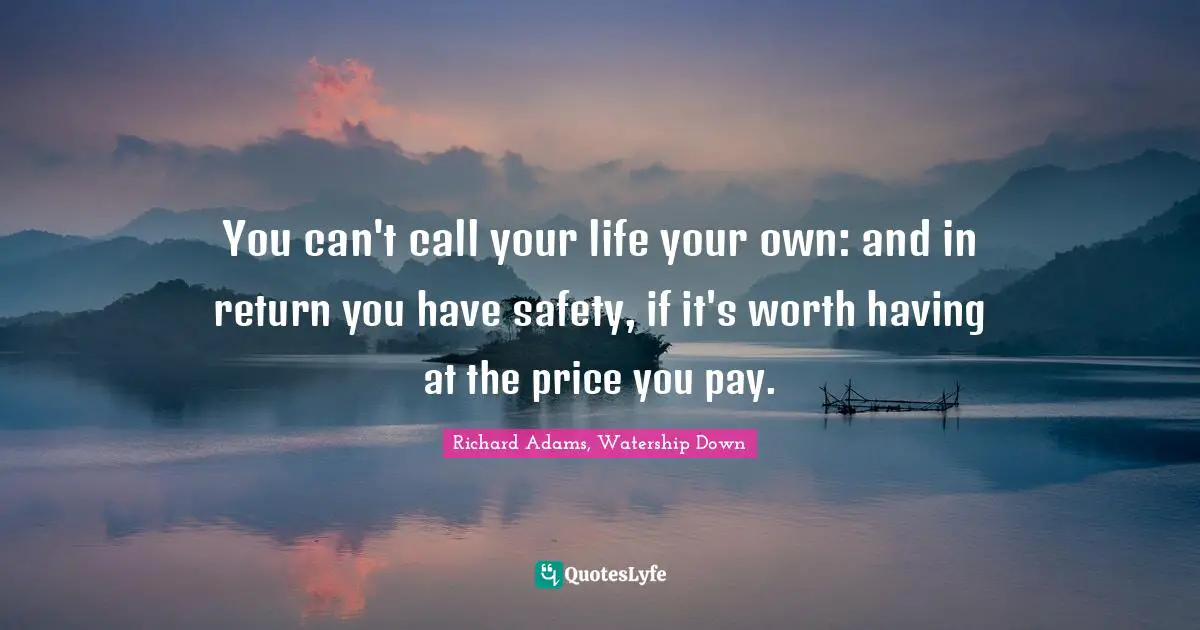 You can't call your life your own: and in return you have safety, if it's worth having at the price you pay.