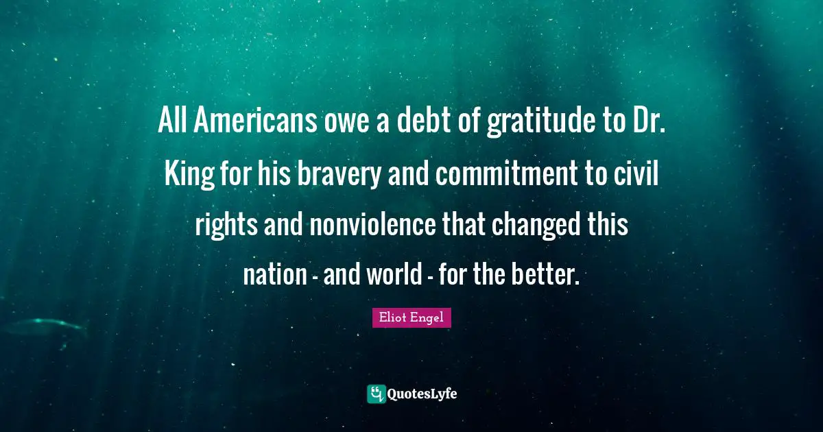 All Americans owe a debt of gratitude to Dr. King for his bravery and commitment to civil rights and nonviolence that changed this nation - and world - for the better.