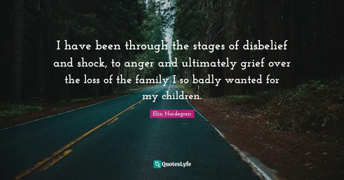 I have been through the stages of disbelief and shock, to anger and ultimately grief over the loss of the family I so badly wanted for my children.