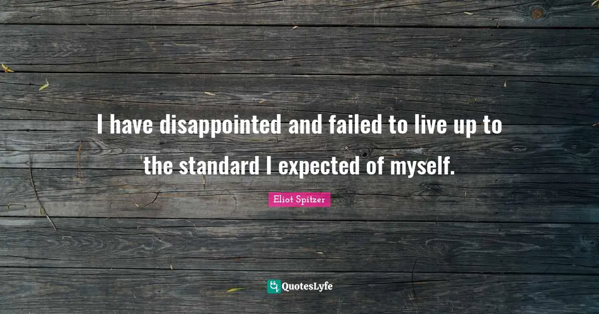 I have disappointed and failed to live up to the standard I expected of myself.