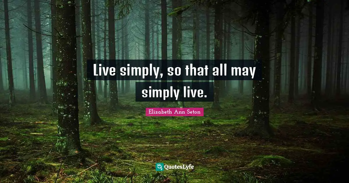 Live simply, so that all may simply live.