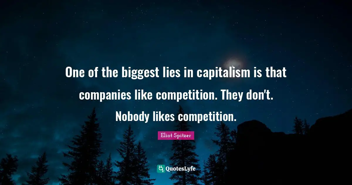 One of the biggest lies in capitalism is that companies like competition. They don't. Nobody likes competition.