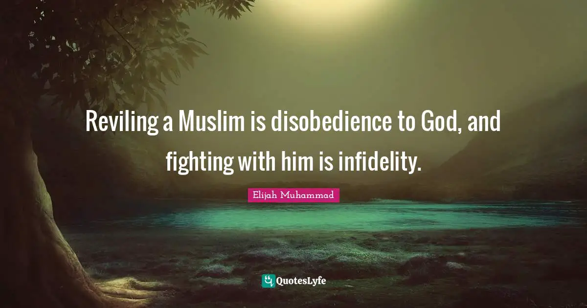 Elijah Muhammad Quotes: "Reviling a Muslim is disobedience to God, and fighting with him is infidelity."