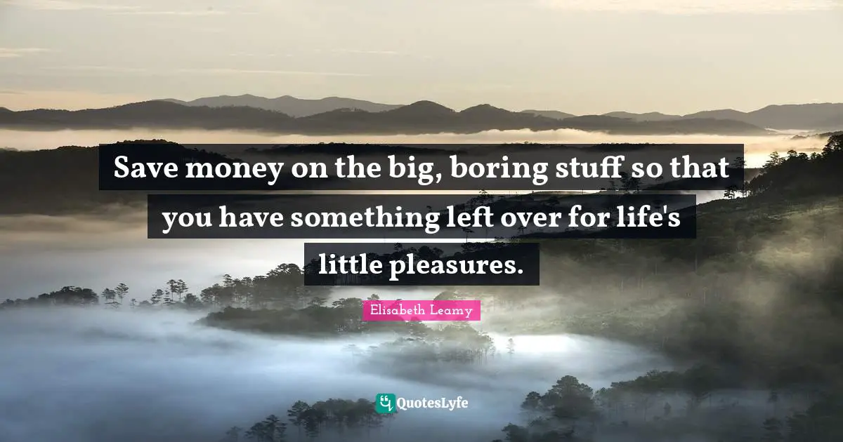 Save money on the big, boring stuff so that you have something left over for life's little pleasures.