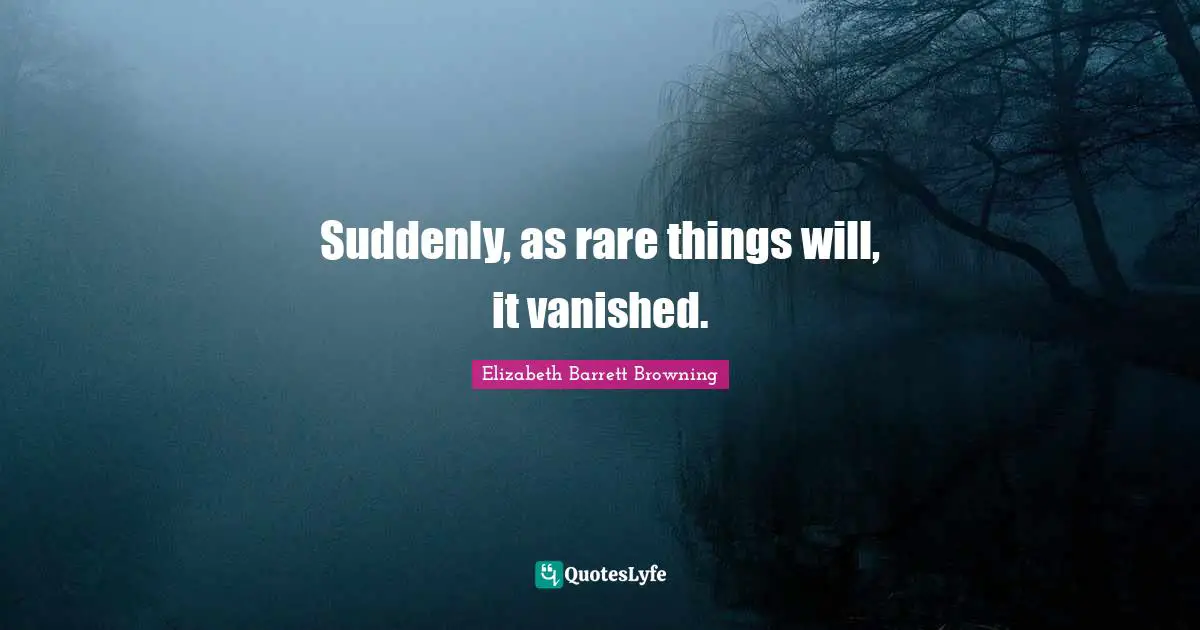 Suddenly, as rare things will, it vanished.