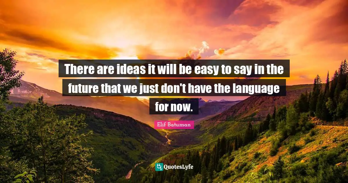 There are ideas it will be easy to say in the future that we just don't have the language for now.