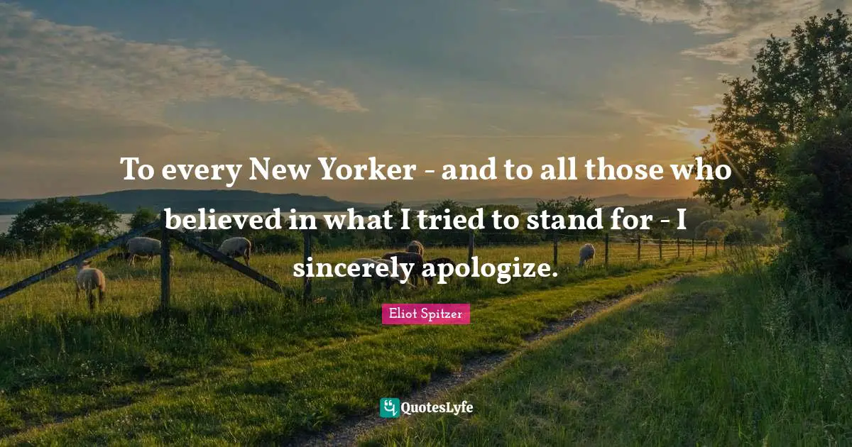 To every New Yorker - and to all those who believed in what I tried to stand for - I sincerely apologize.