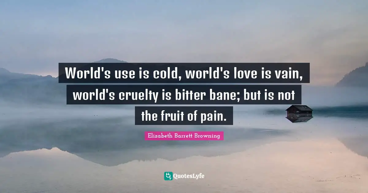 World's use is cold, world's love is vain, world's cruelty is bitter bane; but is not the fruit of pain.