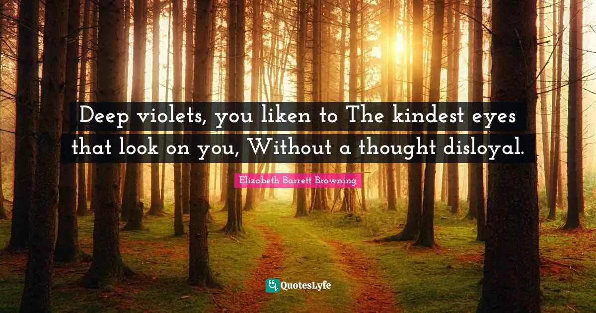 Deep violets, you liken to The kindest eyes that look on you, Without a thought disloyal.