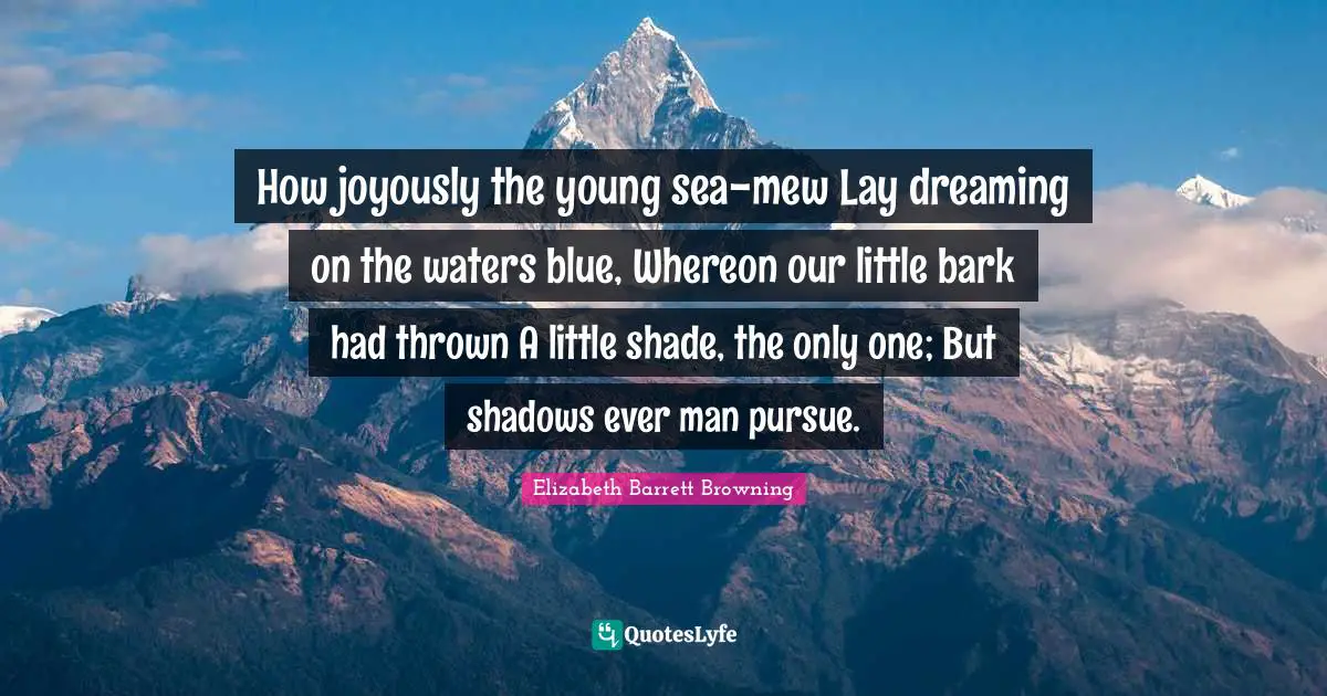 How joyously the young sea-mew Lay dreaming on the waters blue, Whereon our little bark had thrown A little shade, the only one; But shadows ever man pursue.