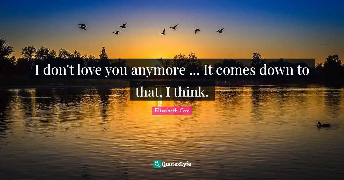 I don't love you anymore ... It comes down to that, I think.