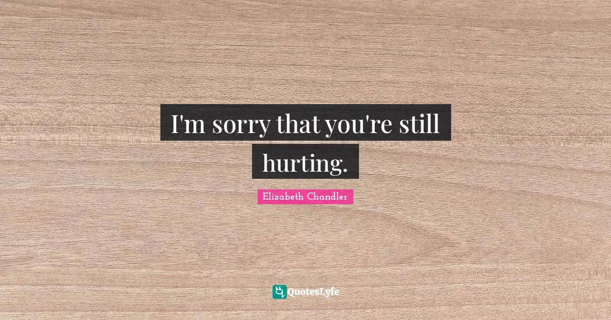 Elizabeth Chandler Quotes: "I'm sorry that you're still hurting."