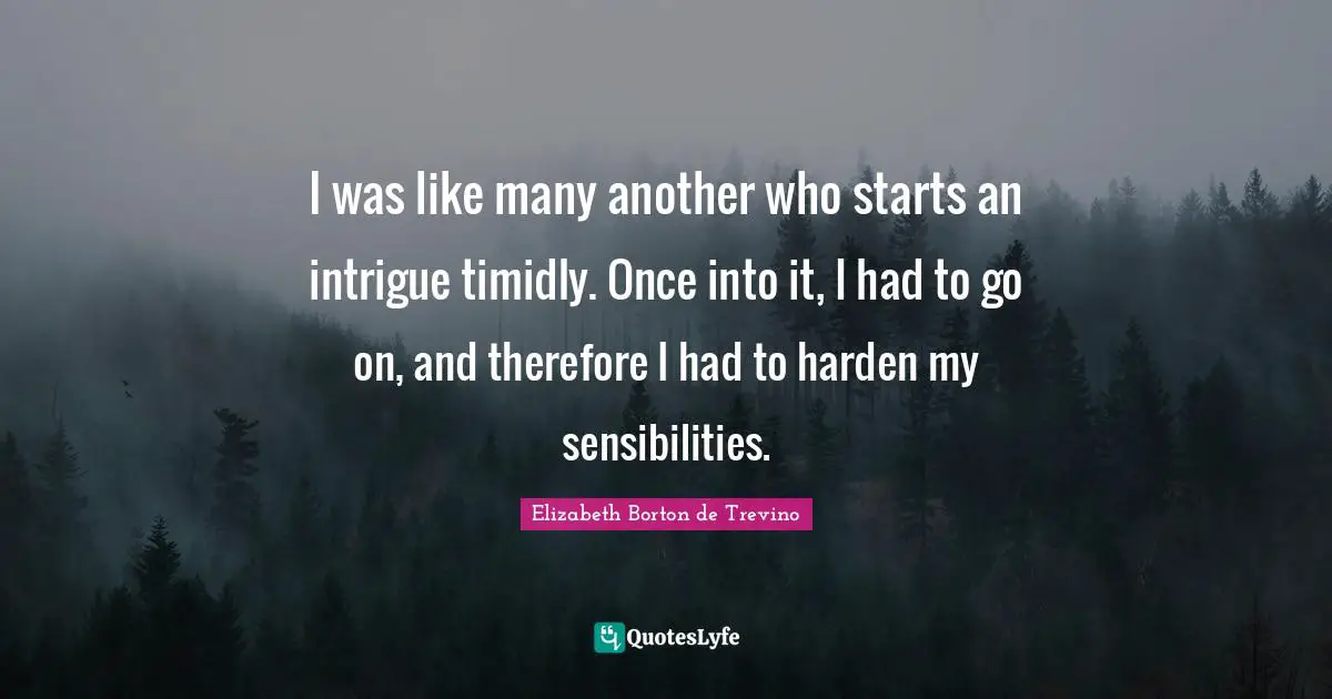 I was like many another who starts an intrigue timidly. Once into it, I had to go on, and therefore I had to harden my sensibilities.