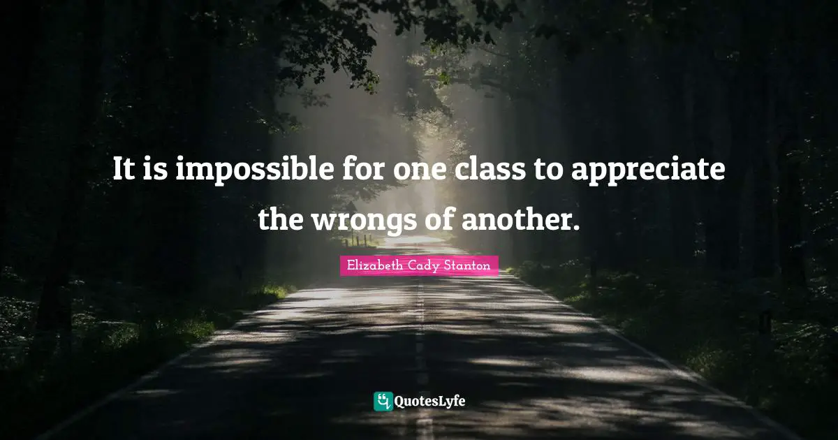 It is impossible for one class to appreciate the wrongs of another.