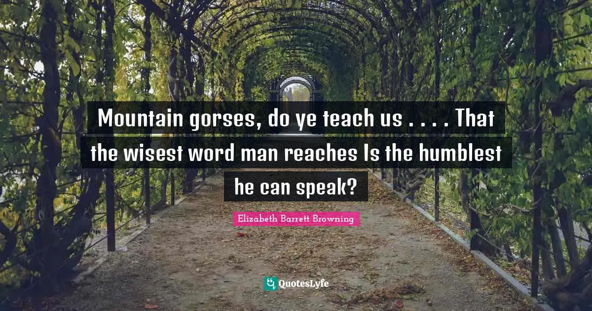 Mountain gorses, do ye teach us . . . . That the wisest word man reaches Is the humblest he can speak?