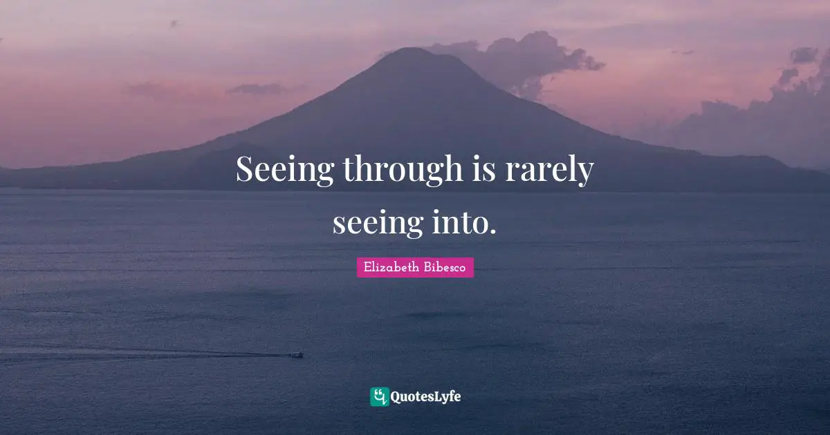 Seeing through is rarely seeing into.
