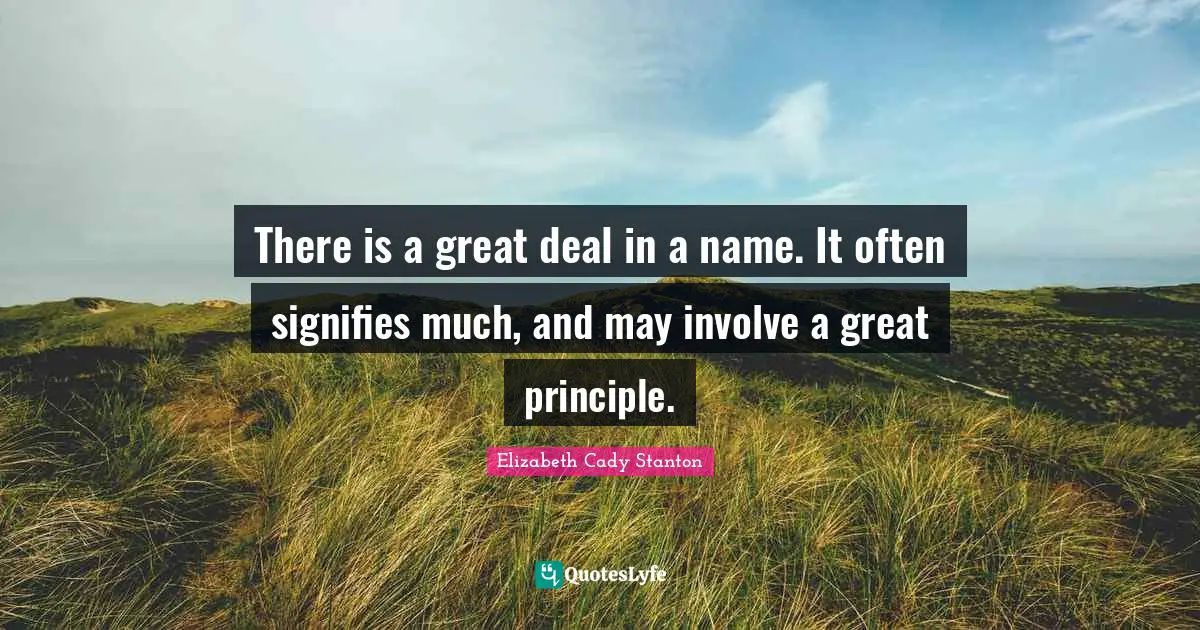 There is a great deal in a name. It often signifies much, and may involve a great principle.