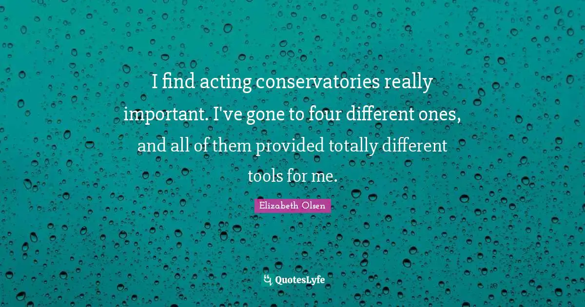 I find acting conservatories really important. I've gone to four different ones, and all of them provided totally different tools for me.