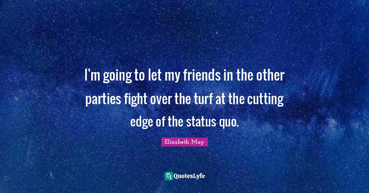 I'm going to let my friends in the other parties fight over the turf at the cutting edge of the status quo.