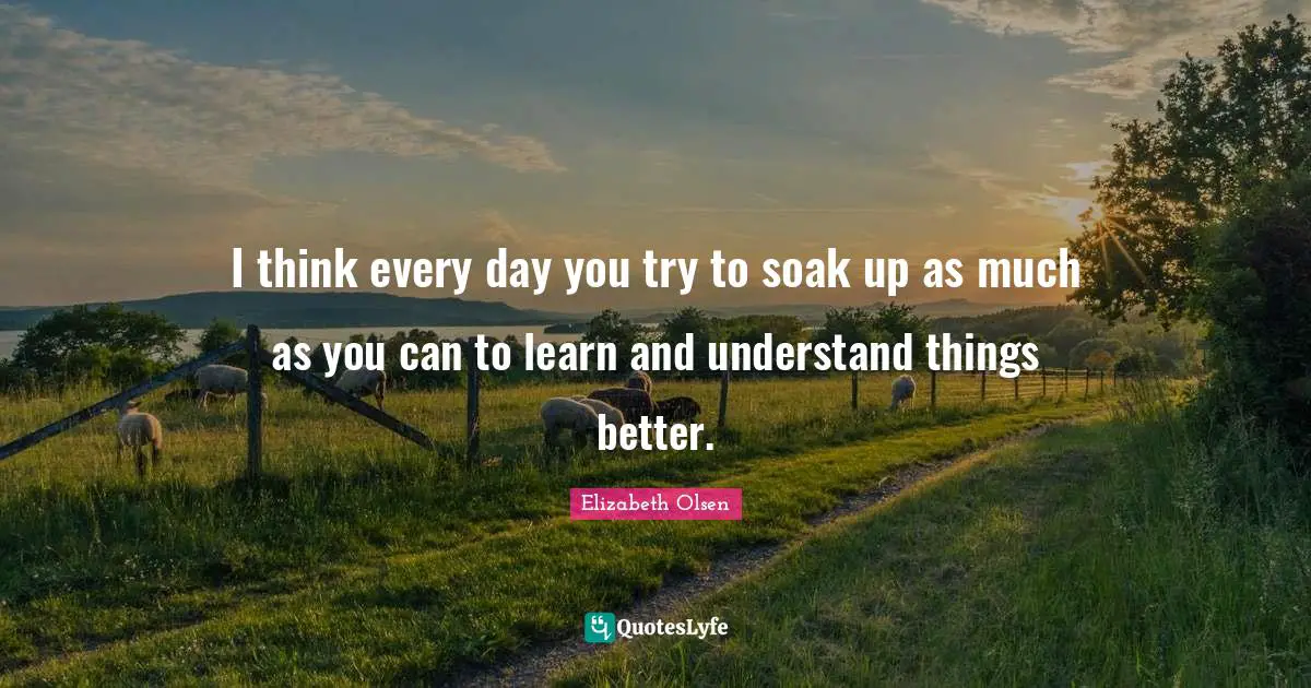 I think every day you try to soak up as much as you can to learn and understand things better.