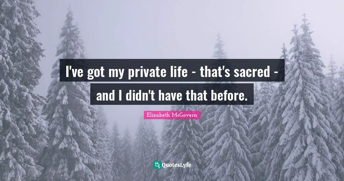 Elizabeth McGovern Quotes: "I've got my private life - that's sacred - and I didn't have that before."