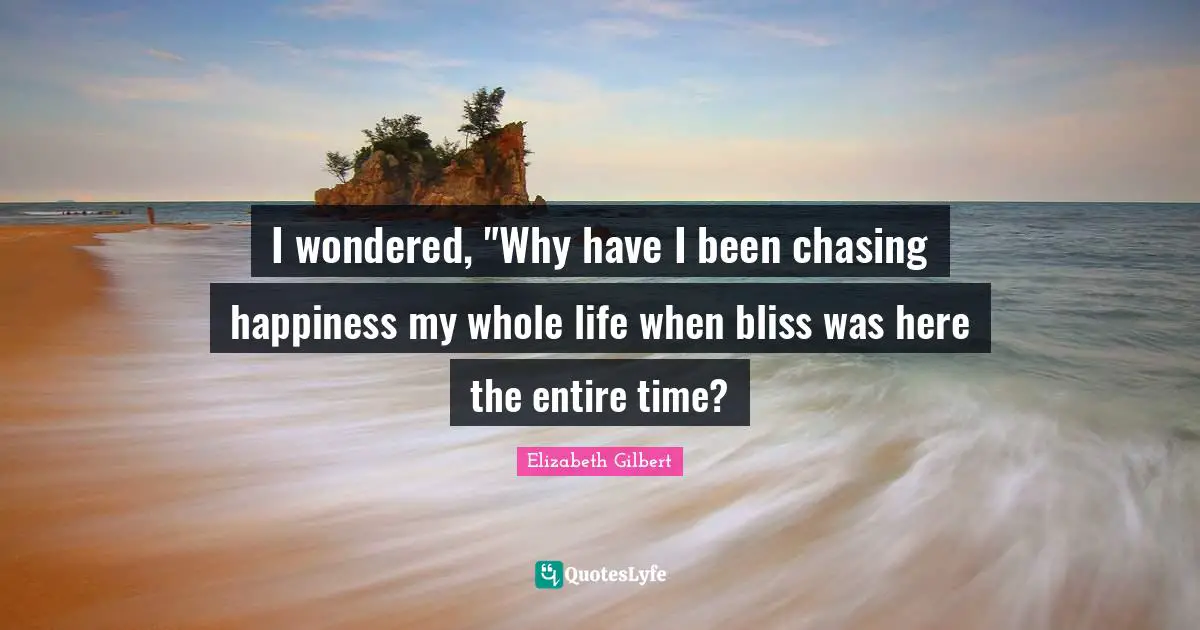 I wondered, "Why have I been chasing happiness my whole life when bliss was here the entire time?